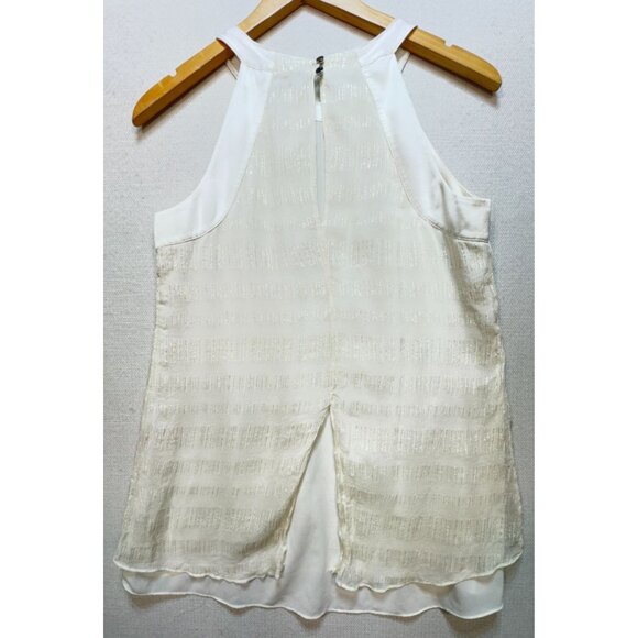 White House Black Market Women's Silk Halter Neck Blouse Size 6 Cream Sleeveless - Picture 2 of 10